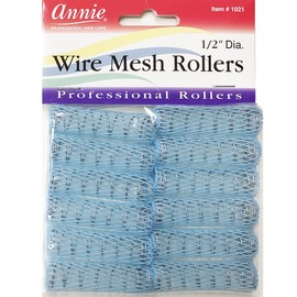 Annie Wire Mesh Rollers #1021, 12 Count Blue X-Small 1/2 Inch (2 Pack)
