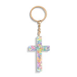 Colourful Cute Cross Keychain, Religion Jesus Keyring Christian Gifts, Small and delicate accessories, Women Charm for Purse Handbags Backpacks.(Multicolor)