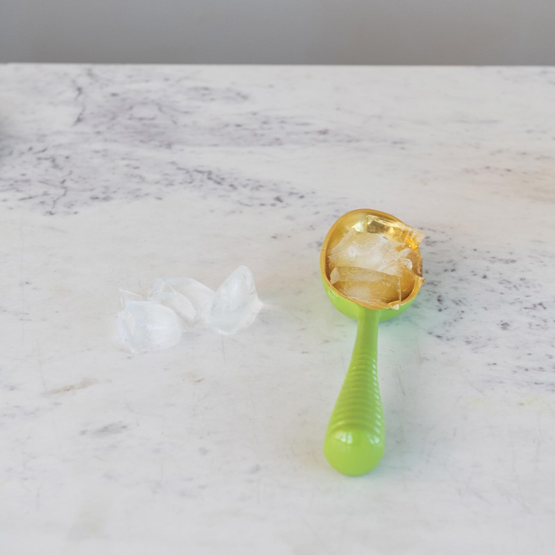 Creative Co-Op Enameled Aluminum Scoop with Ribbed Handle, Gold Finish