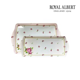 Royal Albert New Imperial Rose Pink Tray 2P Set (Medium + Sandwich) / 로얄알버트 뉴황실장미 핑크 트레이 2P 세트 (중+샌드위치)