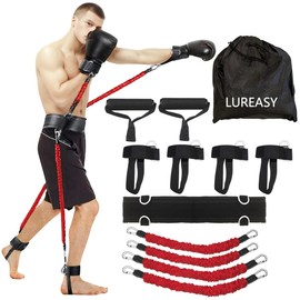 12pcs/set Boxing Resistance Bands, Boxing Equipment,Training Equipment, Boxing Trainer, Boxing Gear, Latex Resistance Belt Taekwondo Explosive Power Training Multi functional Tension Rope Set (Red)