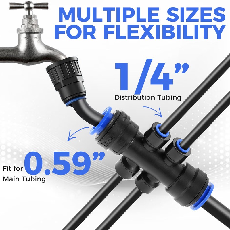 ETERMETA 8 Pcs 1/4 Inch Drip Irrigation 6-Way Splitter Connector