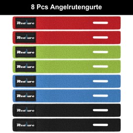 Realure 8 Pieces Mixed Colour Fishing Rod Velcro Strap Adjustable Neoprene Ties Straps Elastic Fishing Rod Belt Ties for Fixed Fishing Rods Gear Strap Spinning Rod Sea Rod Feeder Rod