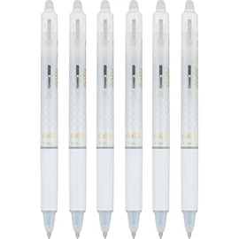 Pilot FriXion Ball Clicker Erasable Gel Ink Retractable Pen, Extra Fine Point, 0.5mm, White Barrel, Black Ink, 6 Count