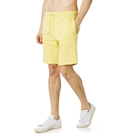 RIPT Performance Essentials RCSHO765 Mens Soft Touch Loungewear Sweatpants Joggers Jog Shorts, Yellow, Small, RCSHO765_YELLO_S