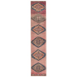 Jaipur Living Machine Washable 2x12 Runner Rug, Farmhouse, Dark Pink/Blue