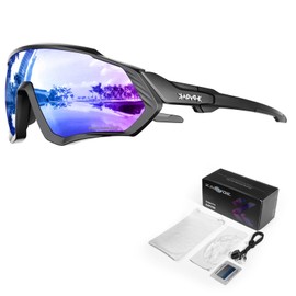 KAPVOE Polarized Sunglasses UV Protection for Women Men Cycling Sunglasses TR90 Frame Bicycle MTB Running Mountain Bike Glasses Baseball Biking Riding 05 black blue