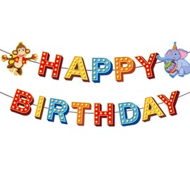 On-Airstore Circus Carnival Happy Birthday Decoration Banner Circus Animal Hanging Decor Banners for Carnival Birthday Party Decoration Home Indoor Outdoor Wall Decor Hanging Decoration Supplies