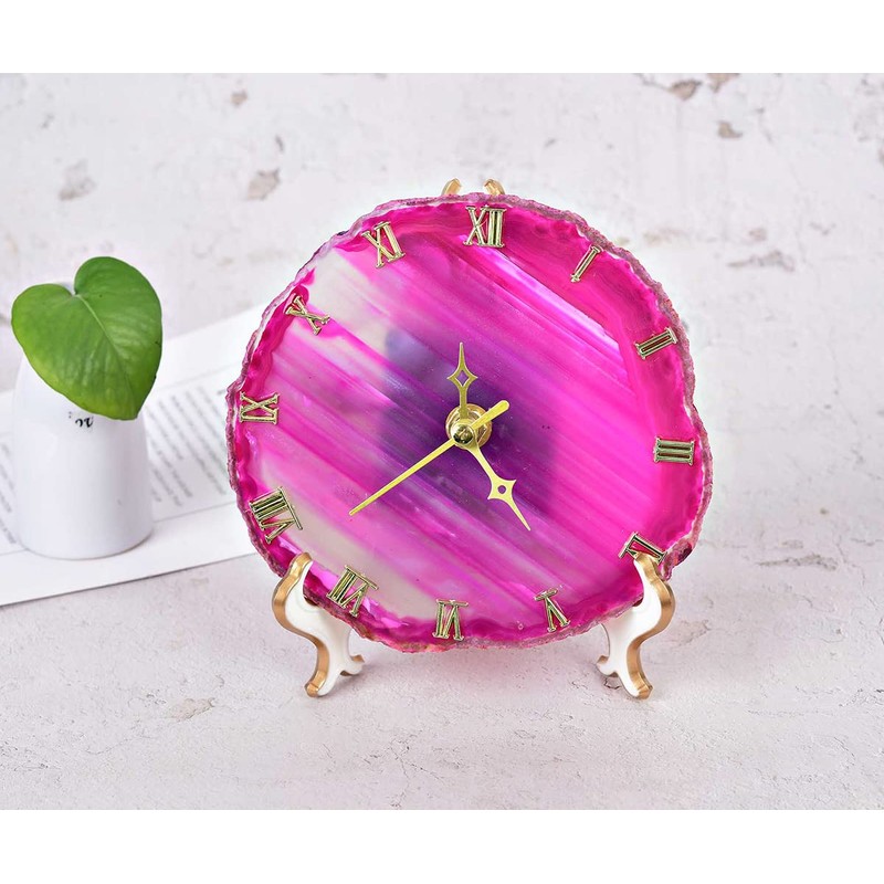 JIC Gem Agate Clock Crystal Desk & Shelf Clocks Home