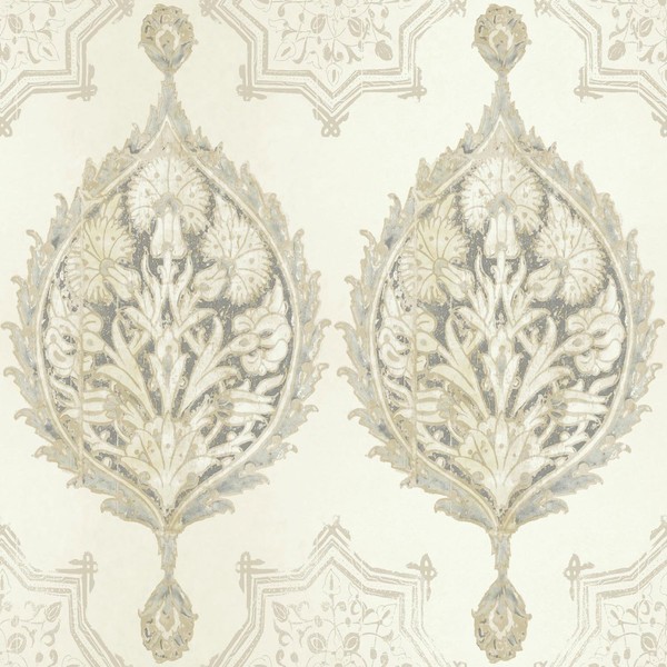 York Wallcoverings Patina Vie Henna Palm Ogee Water-Activated Removable Wallpaper