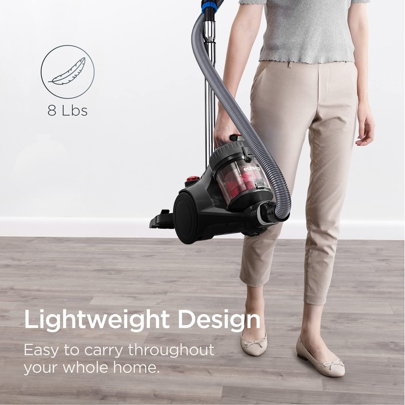 Eureka Bagless Canister Vacuum Cleaner, Lightweight Vac for Carpets and