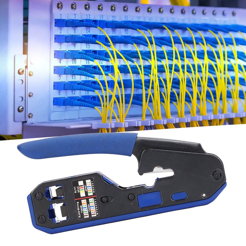 RJ45 Crimping Tool Kit Network Cable Ethernet Jack Pass Through