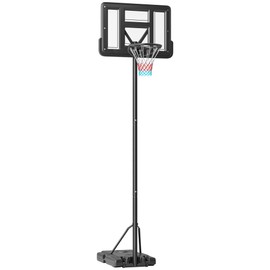 Soozier Portable Basketball Hoop, 7.5-10FT Height Adjustable Swimming Pool Basketball Goal with 43.25" Backboard, Wheels and Fillable Base, for Youth & Adults