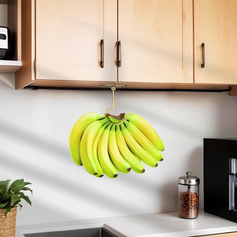 CAPHONT 2 Pack Foldable Metal Banana Hook Under Cabinet -
