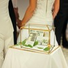 Gold Wedding Glass Card Box with Lock and Slot -