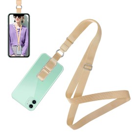 Phone Lanyard, COCASES Universal Phone Grip Finger Holder for Back of Phone, 3 in 1 Upgrade Phone Strap with Adjustable Crossbody Cell Phone Lanyard Compatible for All Phones (Gold)