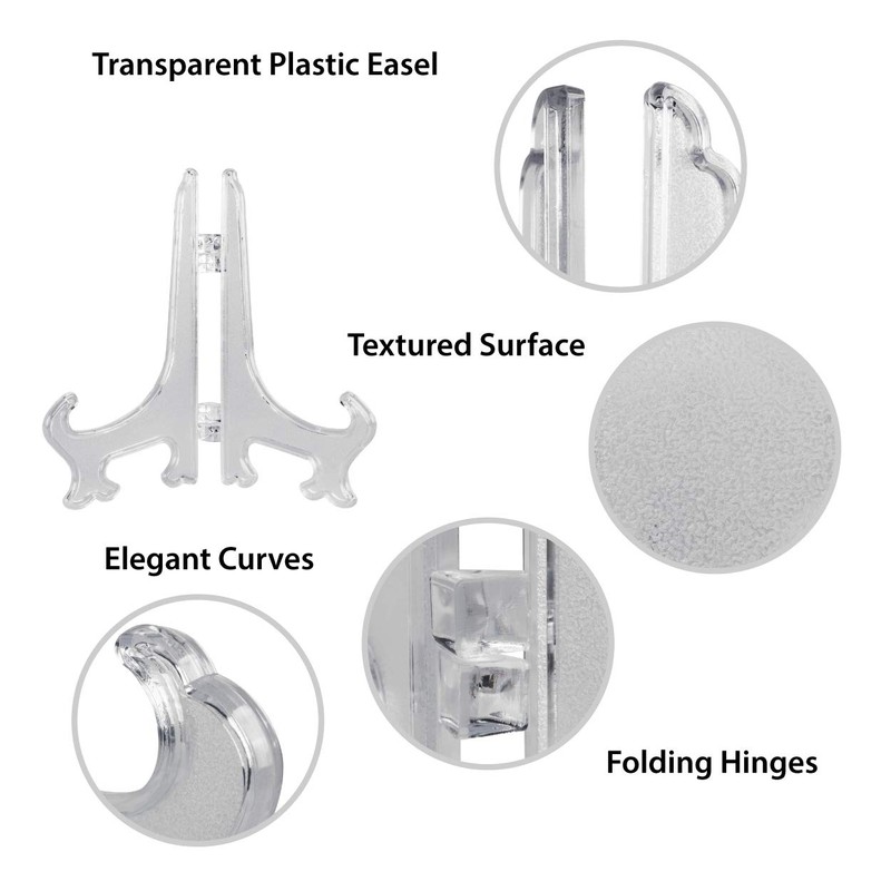 13cm Clear Plastic Easels Or Stand/Plate Holders to Display Pictures