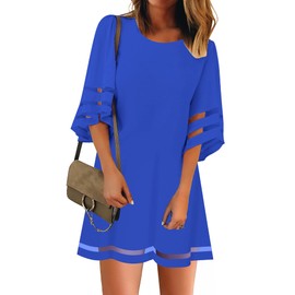 LookbookStore Wedding Guest Dresses for Women 2025 Bell Sleeves Tunic Dress Women Dresses for Special Occasions 2025 Casual Dresses for Women Lapis Blue Dress Size M Shift Dress Size 8 10