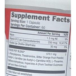 Focus Pep Study Alternative & Best Energy Supplement 60 Pills🧠