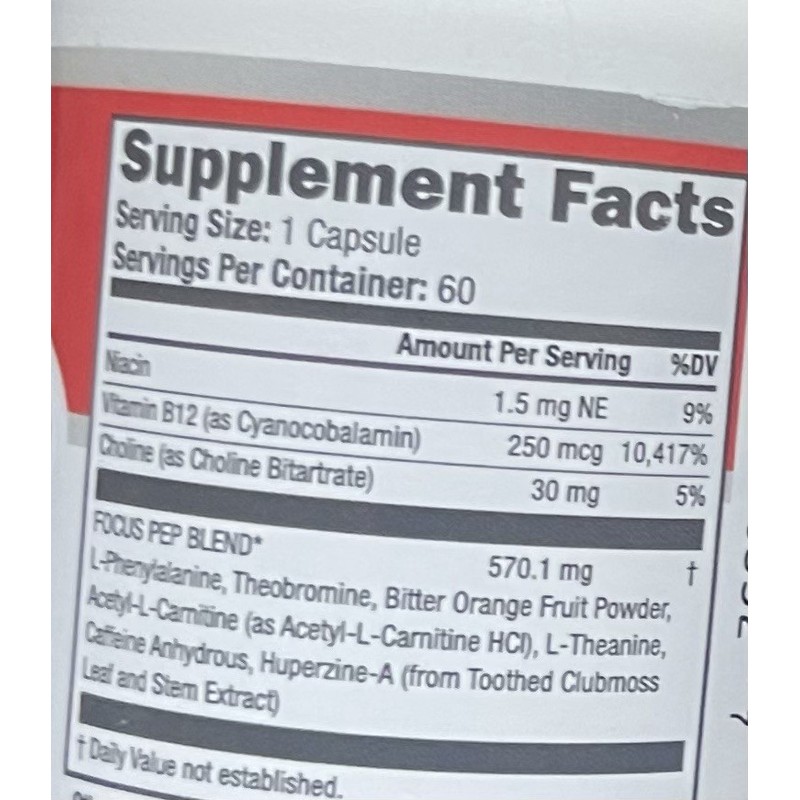 Focus Pep Study Alternative & Best Energy Supplement 60 Pills🧠