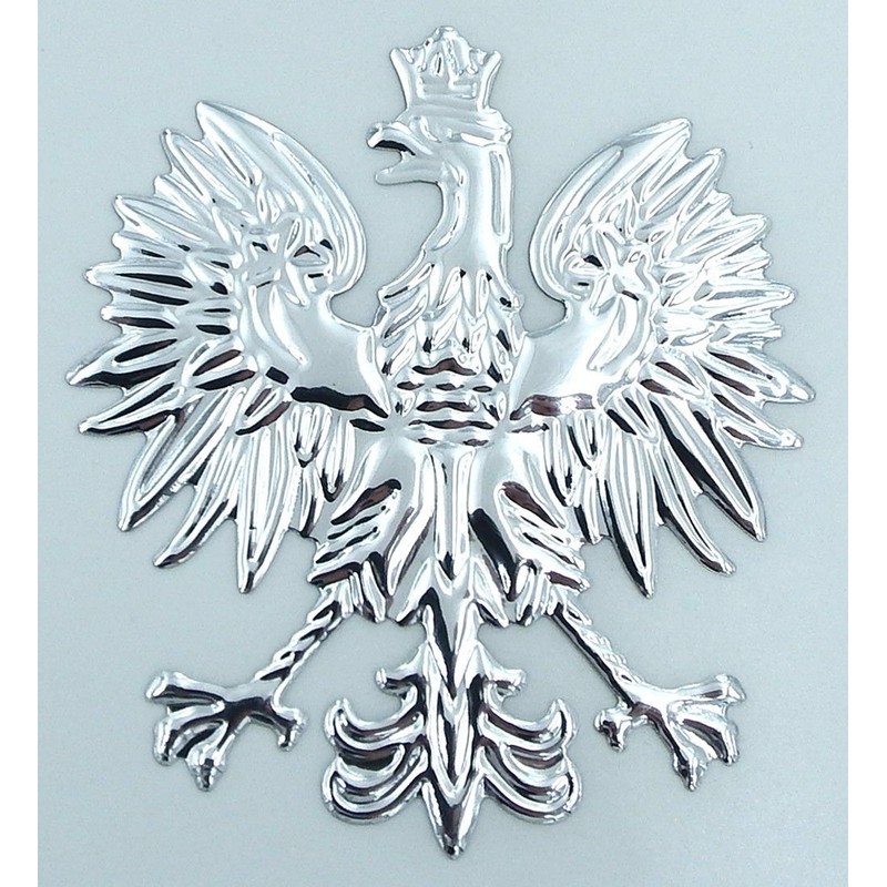 Poland, Polish Eagle Chrome Silver Finish Decal Emblem 3D Sticker