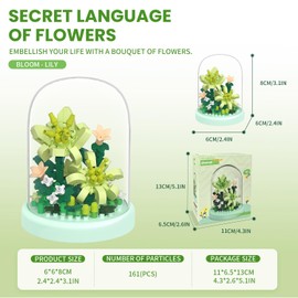 BOROLA Mini Building Block Secret Flower Series Flower Potted Plants Set, Colorful Cute Small Toy with dust Cover, Creative Block Collection Home Office Decor Desktop Trinkets(Asian Lily Blocks)