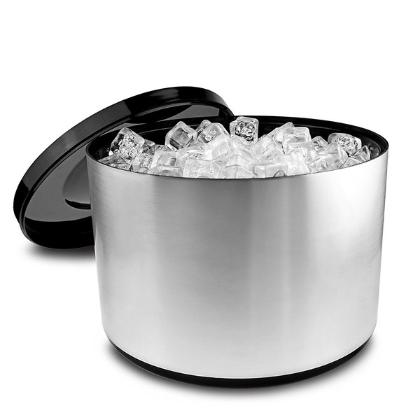 10 Litre Plastic Ice Bucket Brushed Aluminium Effect Ice Cube Bucket by Chabrias LTD'