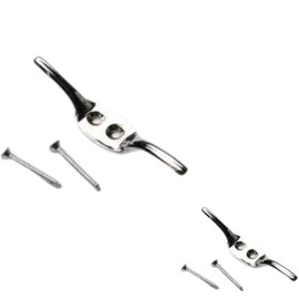 Chrome Cleat Hooks for Roman Blinds, Curtains, Washing Lines - Tie Back Cord Hooks and Tie Downs - Pack of 2