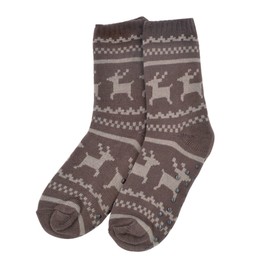 TrendsBlue Extra Thick Reindeer Non-Skid Thermal Fleece-lined Knitted Plush Socks, Brown