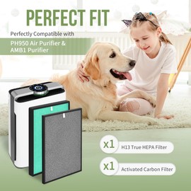 PH950 Filters Compatible with Turonic PH950 HEPA Air Pu-rifier and Extract-All AMB1 Purifier, 4 Stages of Filtration with True HEPA13, Cotton filter, Activated Carbon and Cold Catalyst filter