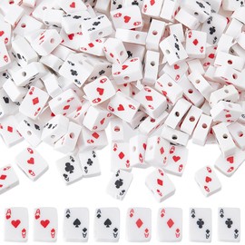 SUNNYCLUE 1 Box 300Pcs Polymer Clay Beads Poker Playing Card Beads Bulk Flat Rectangle Black White Hearts Clubs Diamonds Clay Print Spacer Bead for Jewelry Making Supplies DIY Necklace Bracelet Crafts