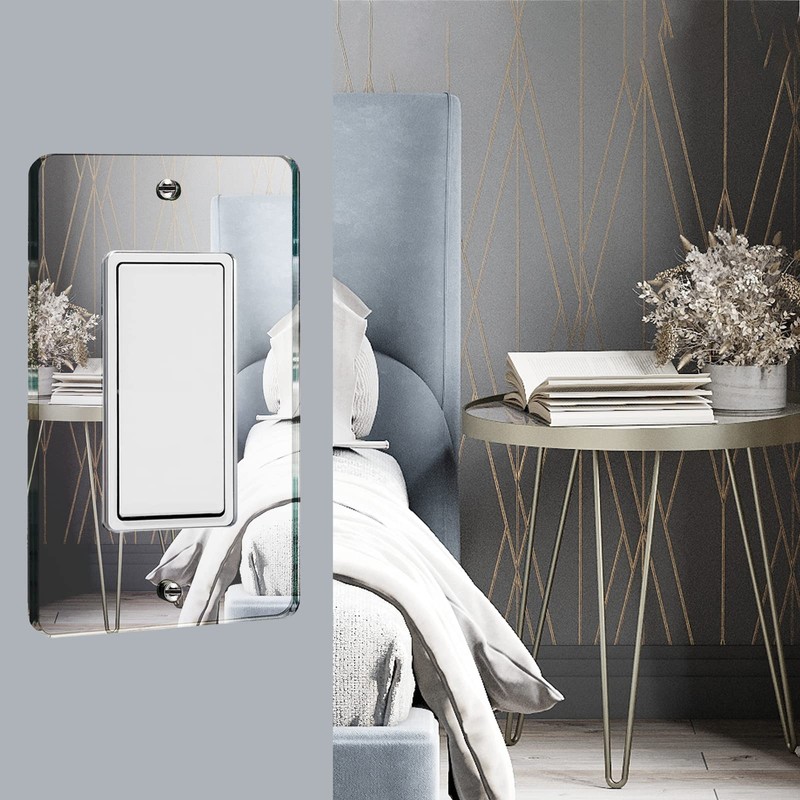 Silver Mirrored Acrylic Wall Plate Switch Light Cover Durable Decorative