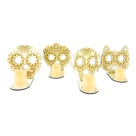 Portavela Calaverita de azúcar para altar Día de Muertos con vela de pila incluida. Paquete con 4 piezas. (Mix personalizado)