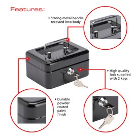 Burg-Wachter 6" Cash Box - Black, 152 x 80 x 115, CB01BK