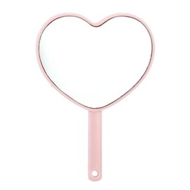 Cute Heart Shaped Handheld Mirror for Travel (4.65"x3.15'') - Small Heart Hand Mirror with Handle, Pink Handle Mirror with Hanging Hole,Mini Vanity Mirror Cosmetic Mirror for Women Kids Gift