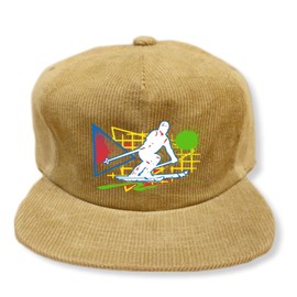 ThatsRad Retro Ski Skiing 80's Corduroy Slideback Hat Cap (Khaki)