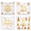 Lanpn White and Gold Christmas Cushion Covers 50x50 Set of