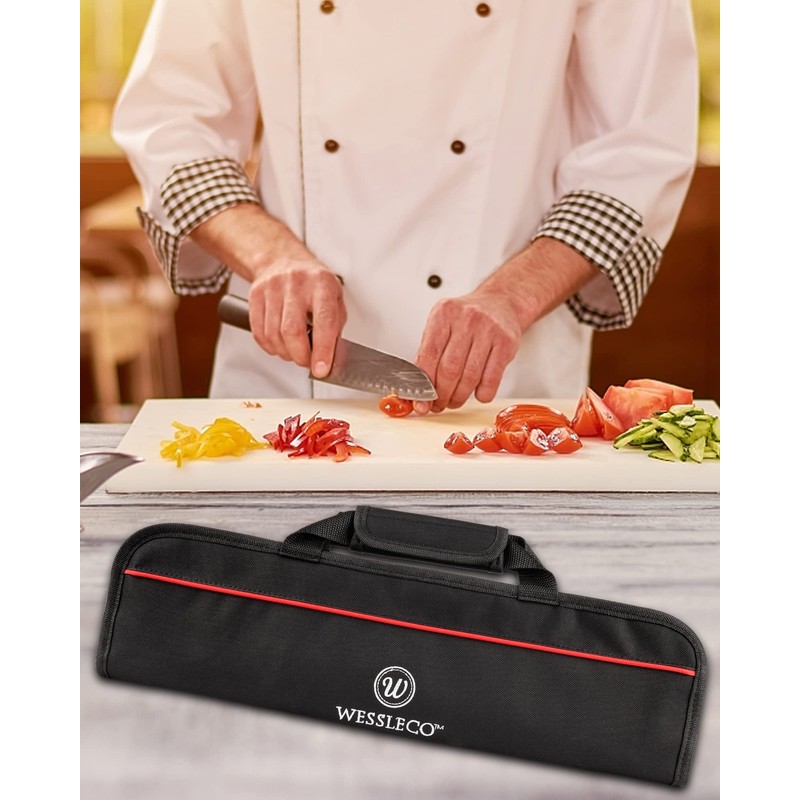 Wessleco Chef Knife Bag(5 Slots), Knife Case Nylon Kitchen Storage