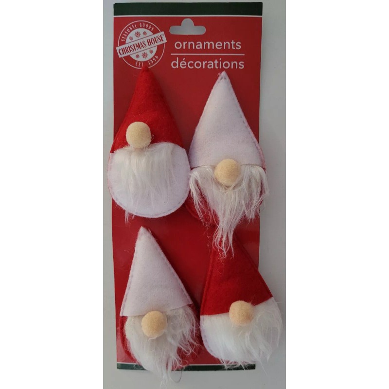 Christmas Ornaments Mini-Gnomes w Hanging Loops 3.5”Hx2”Wx0.5”