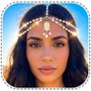 Yokawe Bohemian Beaded Head Chain,Turquoise Pearl Headpiece,Festival Hair Accessory (White)