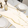 Table Runner Spring Summer Modern White Marble Golden Texture Tablecloth