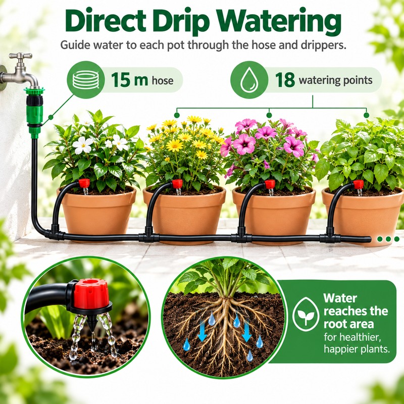 Drip Irrigation Kit for Garden & Greenhouse – 10M–30M Micro