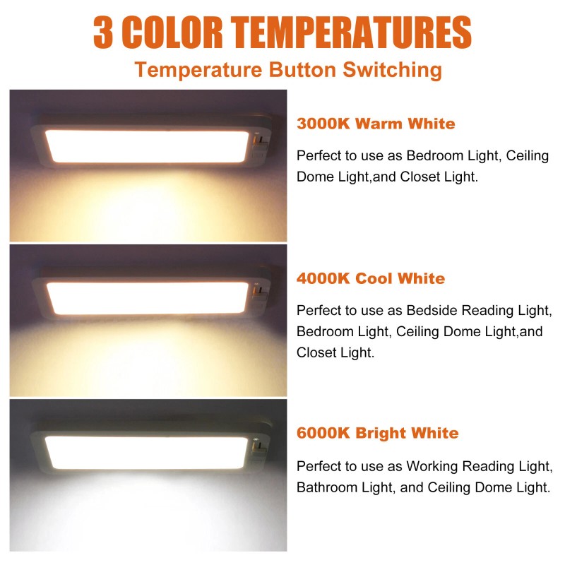 Facon Dimmable 12-30V LED RV Camper Interior Lamp Ceiling Dome