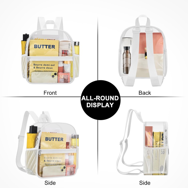 Slumou Clear Backpack Stadium Approved 12×12×6 Clear Mini Backpack Small