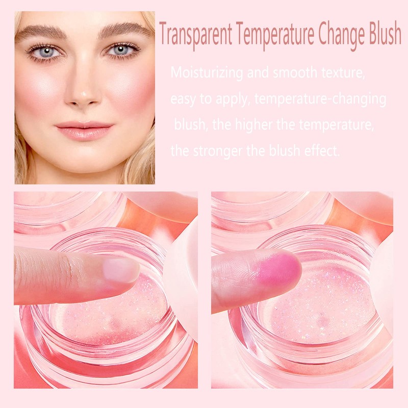 Moisturising Liquid Cream Blush, Natural-Looking Lightweight Cream Colour Changing Blusher