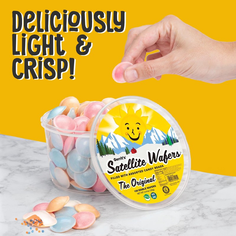 Gerrit's Original Satellite Wafers, Filled with Assorted Candy Beads, 100