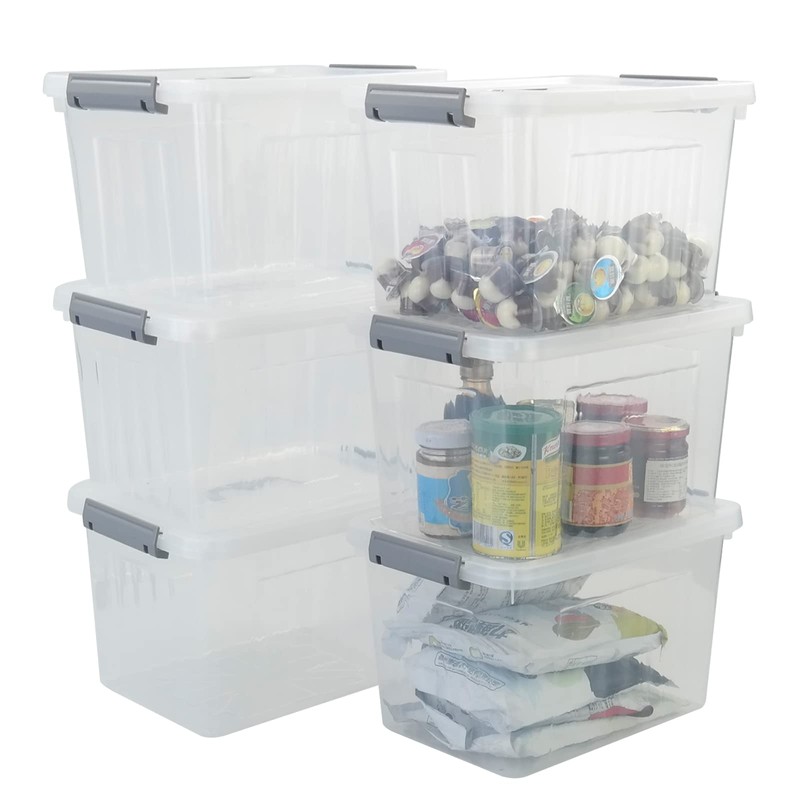 Callyne 10 L Clear Plastic Storage Box, 6-Pack Storage Latch