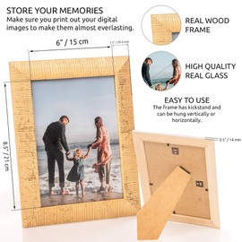 Classic Wooden Picture Frame for DIN A5 / 15 x 21 cm Photos - Ribbed Photo Frame in Gold with Real Glass for Beautiful Moments | Freestanding Wooden Frame Suitable for Table & Wall, Portrait and