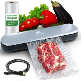 EconoHome Cordless Food Vacuum Sealer Machine - Rechargeable & Portable Sous Vide Vacuum Sealer with Built-In Cutter - Seals in 10 Seconds - 11.8" Width with 3 Sealing Modes & 1 Bag Roll 77" x 11"