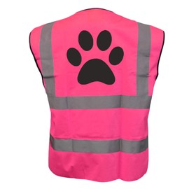 Dog Paw Pink Hi Vis Viz Safety Vest Waistcoat For Humans, Reflective High Visibility Work Wear, Dog Walker, XLarge